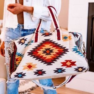 NEW Navajo Aztec Woven Weekender Duffle Bag